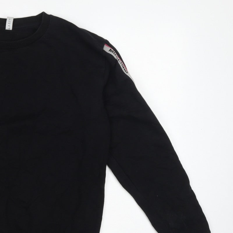 Moschino Men's Black M Logo Tape Crew Neck Pullover Sweatshirt