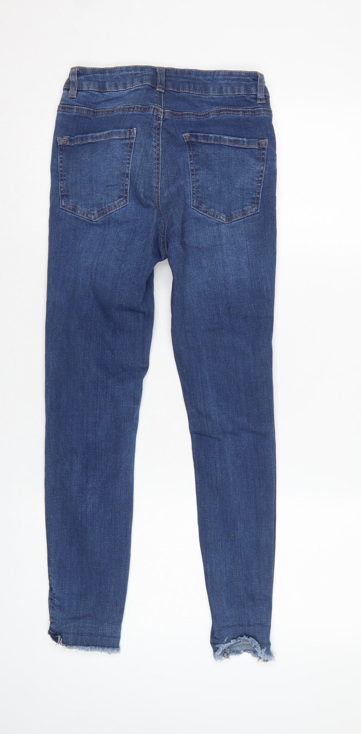 New Look Women Blue UK 10 Ankle Grazer Skinny Jeans Raw Hem
