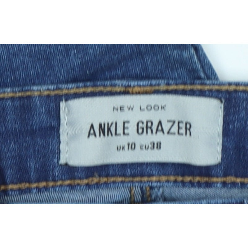New Look Women Blue UK 10 Ankle Grazer Skinny Jeans Raw Hem