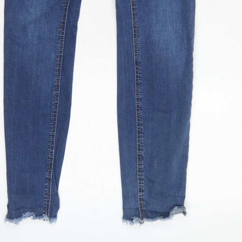 New Look Women Blue UK 10 Ankle Grazer Skinny Jeans Raw Hem