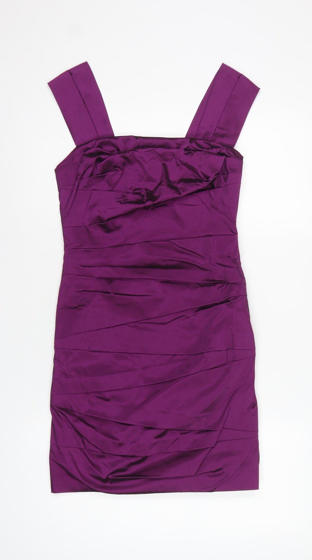 John Lewis Women Purple Size 10 Bodycon Satin Ruched Party Dress