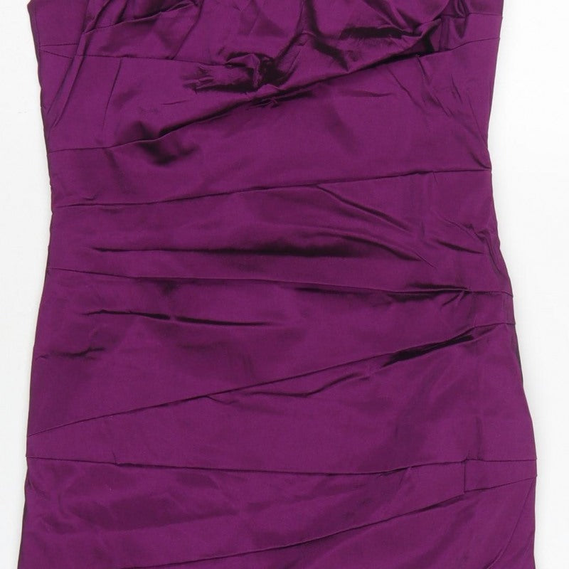 John Lewis Women Purple Size 10 Bodycon Satin Ruched Party Dress