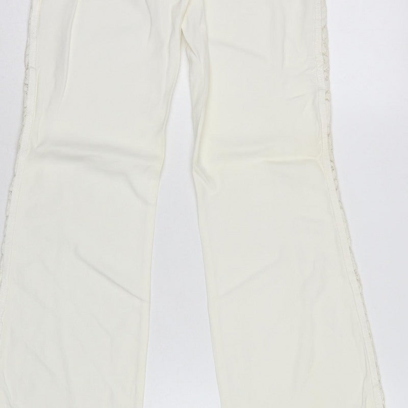 Karen Millen Women Ivory UK 8 Flared Lace Trim Trousers