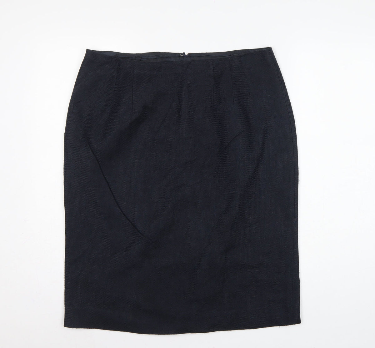 Hobbs Women Blue UK 16 Linen Cotton Knee Length Pencil Skirt