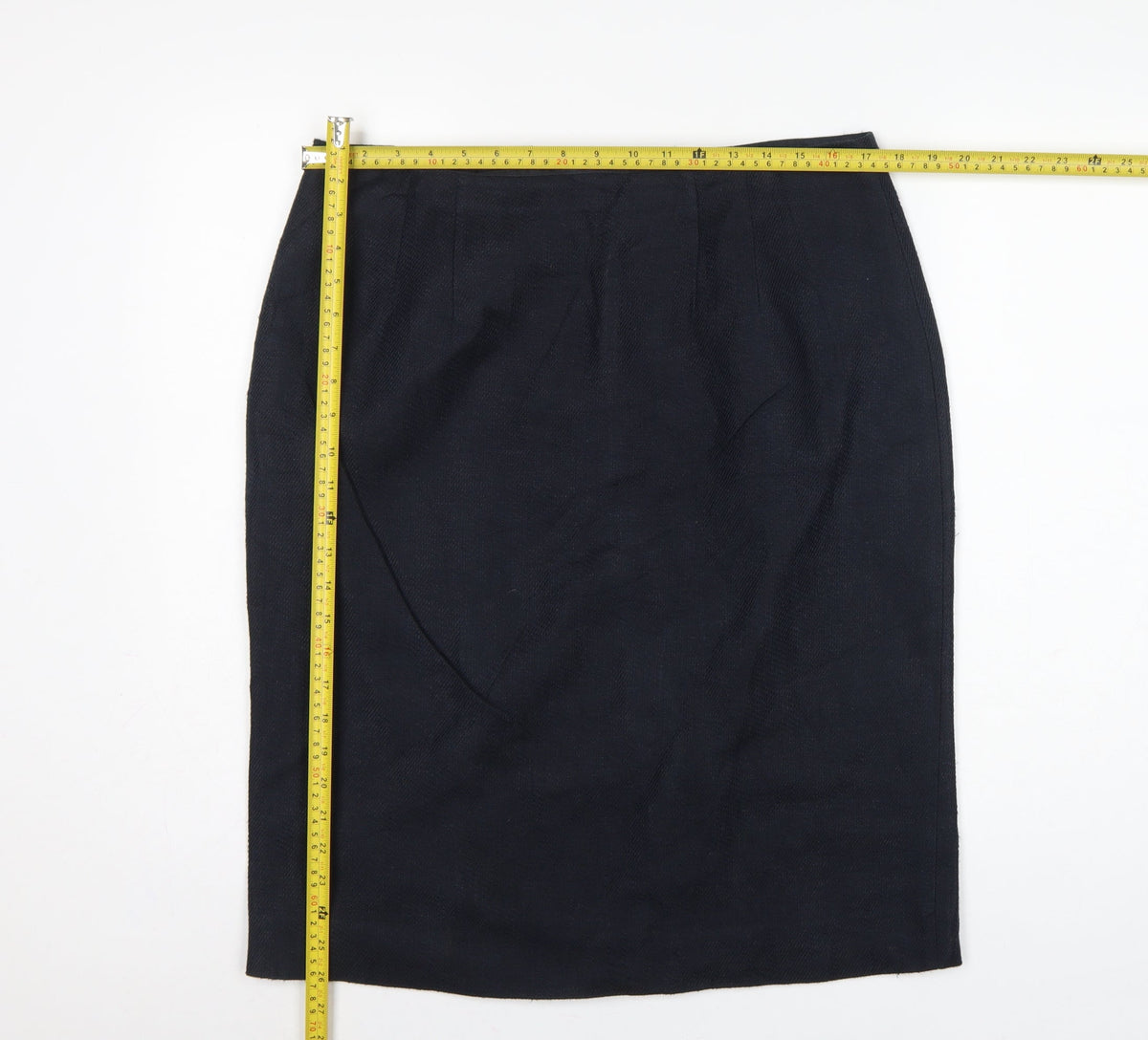Hobbs Women Blue UK 16 Linen Cotton Knee Length Pencil Skirt