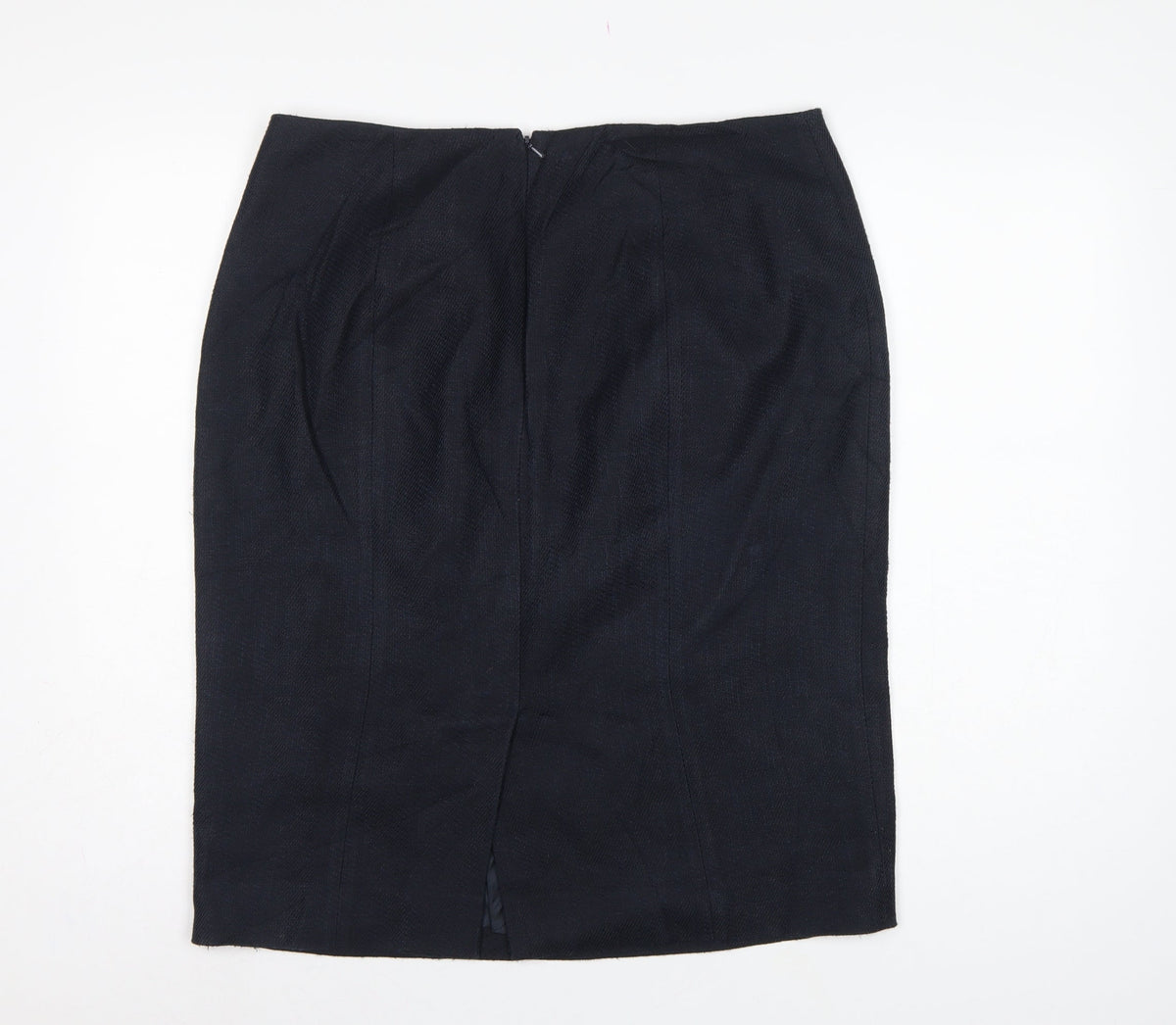 Hobbs Women Blue UK 16 Linen Cotton Knee Length Pencil Skirt