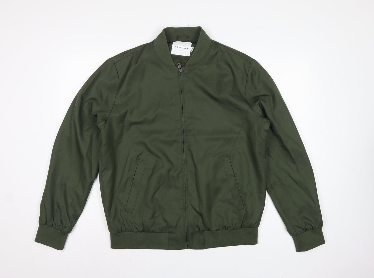 Topman Men’s Green M Bomber Jacket Full Zip Lined
