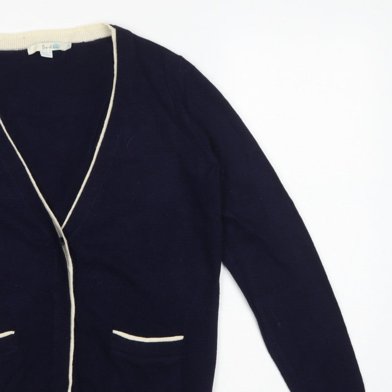 Boden Women Blue Size S Wool Cashmere V-Neck Cardigan Pockets