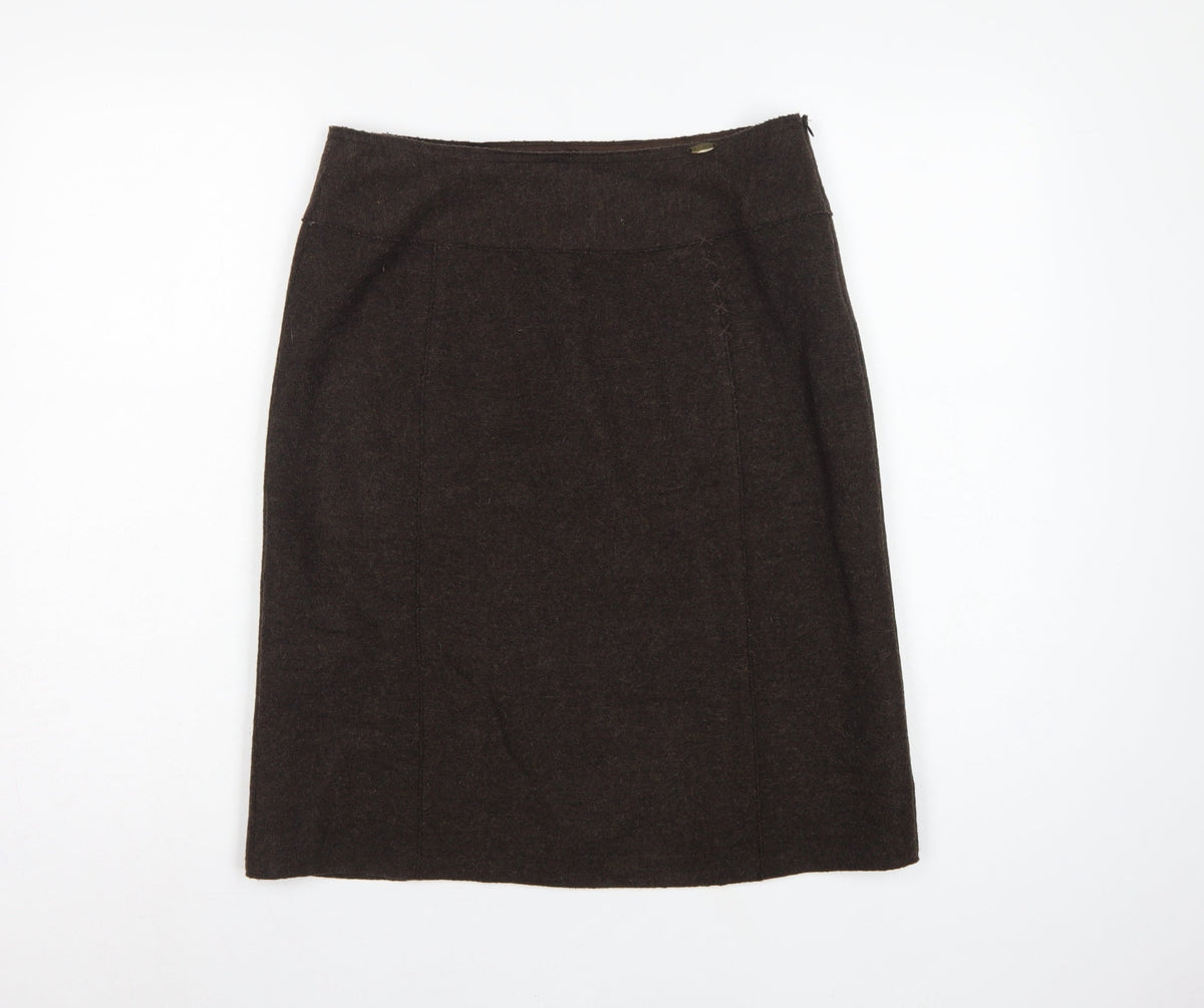 Giesswein Women Brown UK 12 Wool Pencil Knee Length Skirt