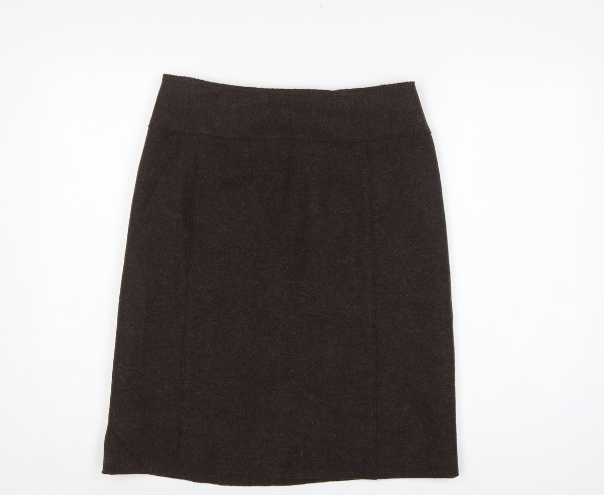 Giesswein Women Brown UK 12 Wool Pencil Knee Length Skirt
