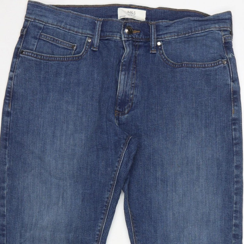 Additional view of M&S Men’s Blue 32W 29L Slim Fit Tapered 5-Pocket Jeans