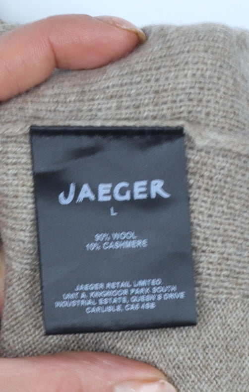 Jaeger Women Beige L Wool Cashmere Roll Neck Knee Length Jumper Dress