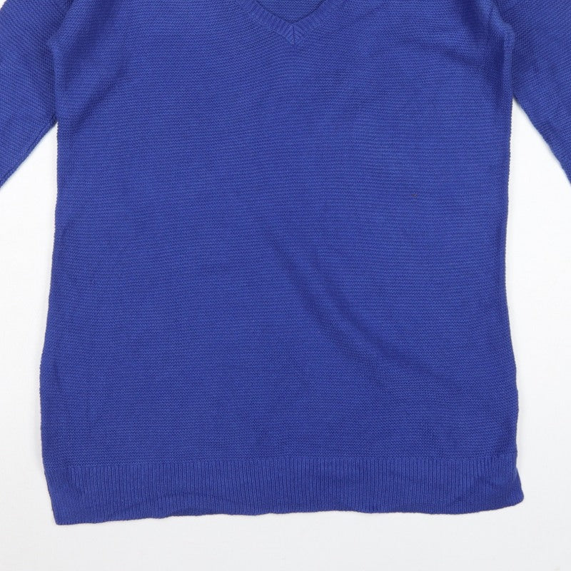Boden Women Blue M Cotton Knit V-Neck Long Sleeve Jumper Dress