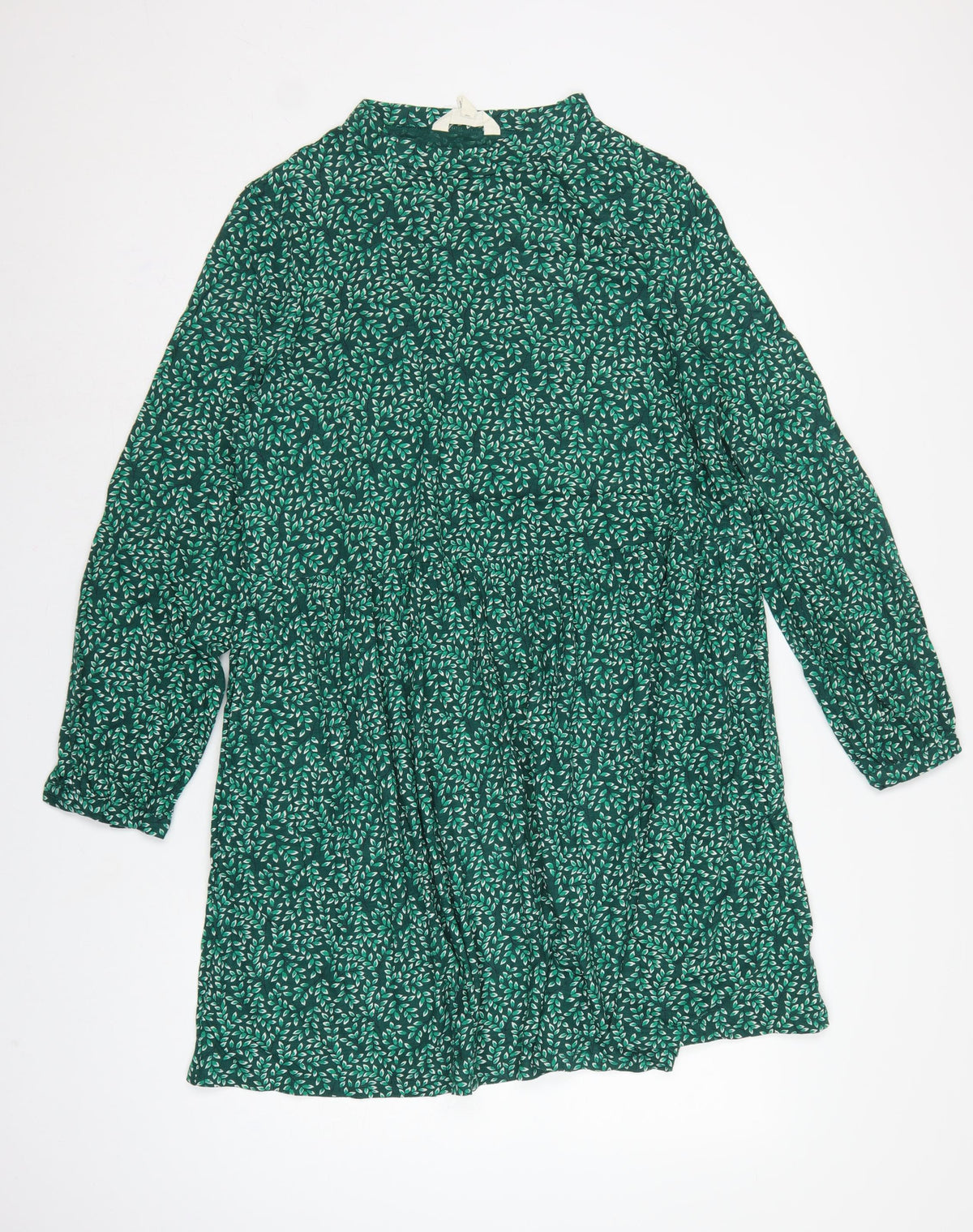 Seasalt Cornwall Women Green Leaf Print UK 14 A-Line Cotton Dress