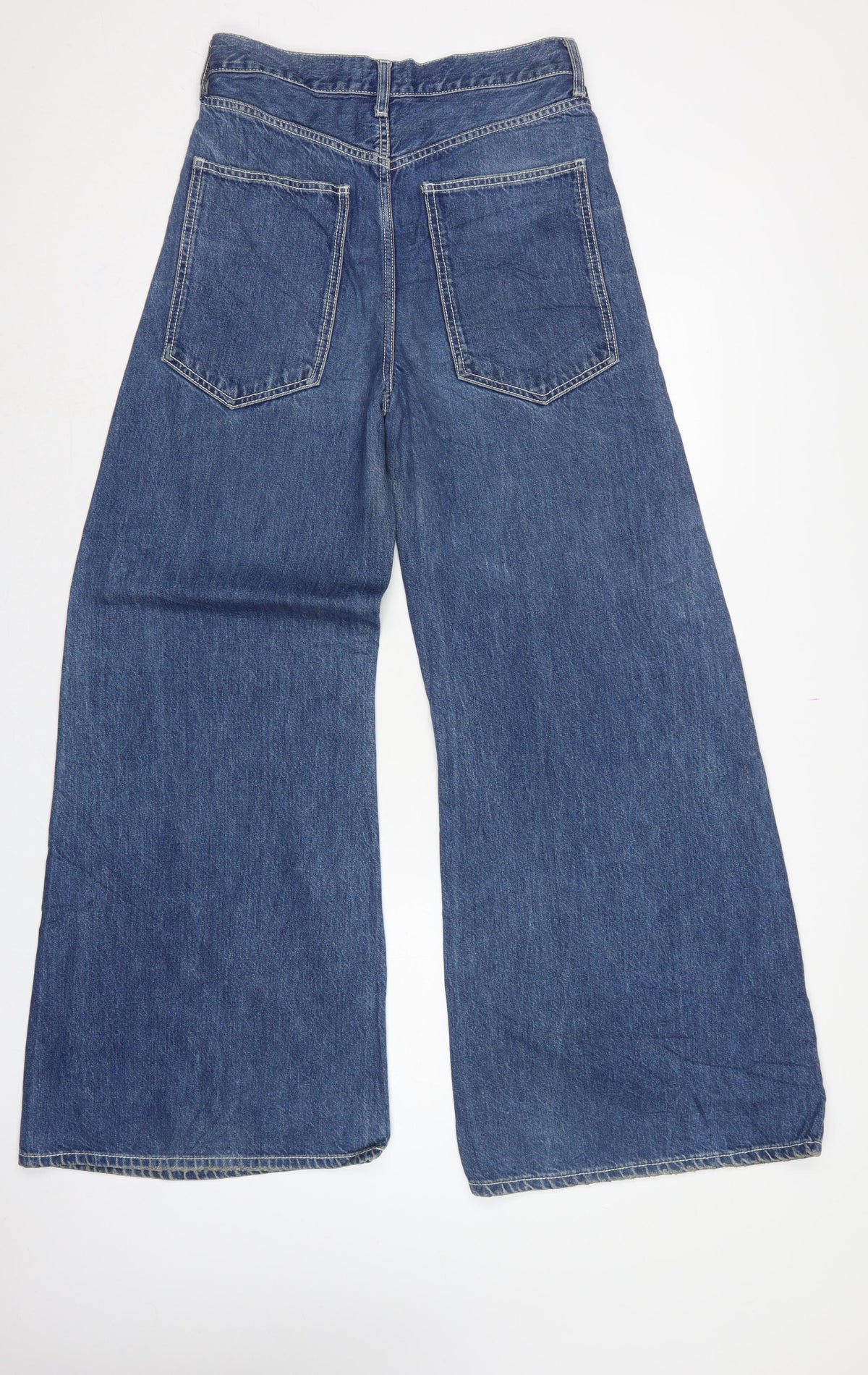 Zara Woman Blue Wide-Leg Jeans UK 10 High Rise Denim 5-Pocket