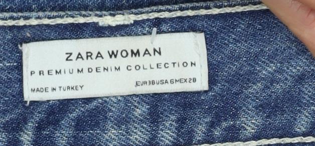 Zara Woman Blue Wide-Leg Jeans UK 10 High Rise Denim 5-Pocket