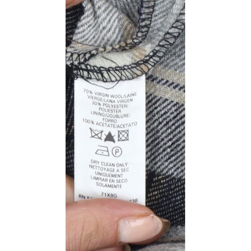 French Connection Women Grey Plaid Wool Strapless Bodycon Mini Dress UK 8