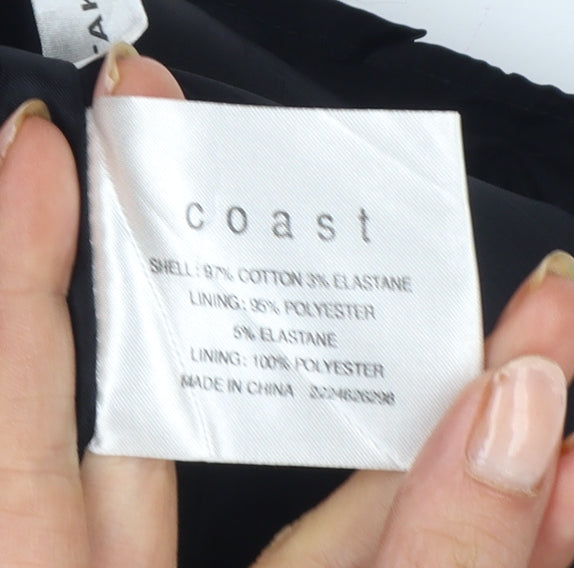 Coast Women Black Geometric Strapless A-Line Dress Size 8