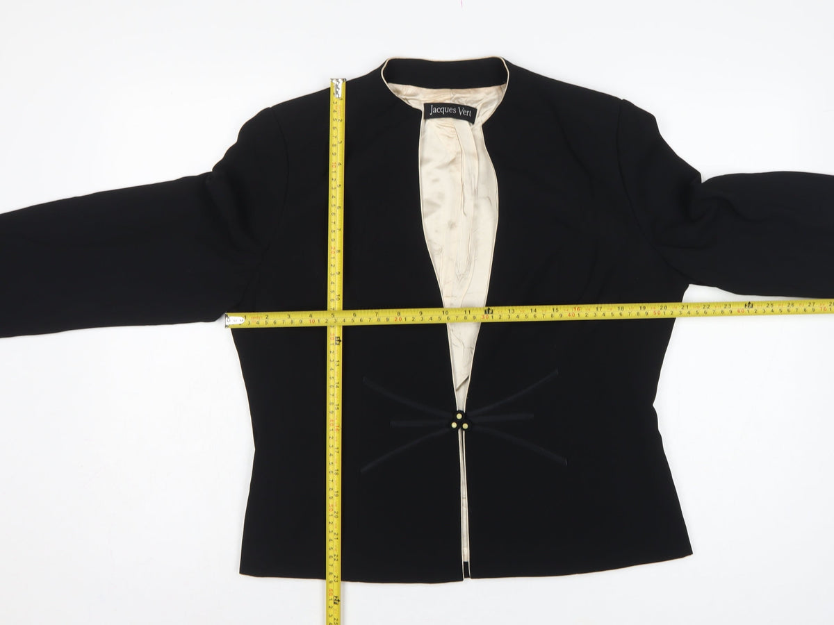Jacques Vert Women Black UK 14 Formal Lined One-Button Blazer Jacket