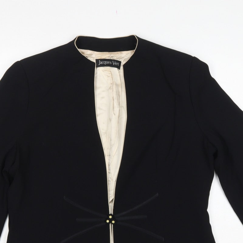 Jacques Vert Women Black UK 14 Formal Lined One-Button Blazer Jacket