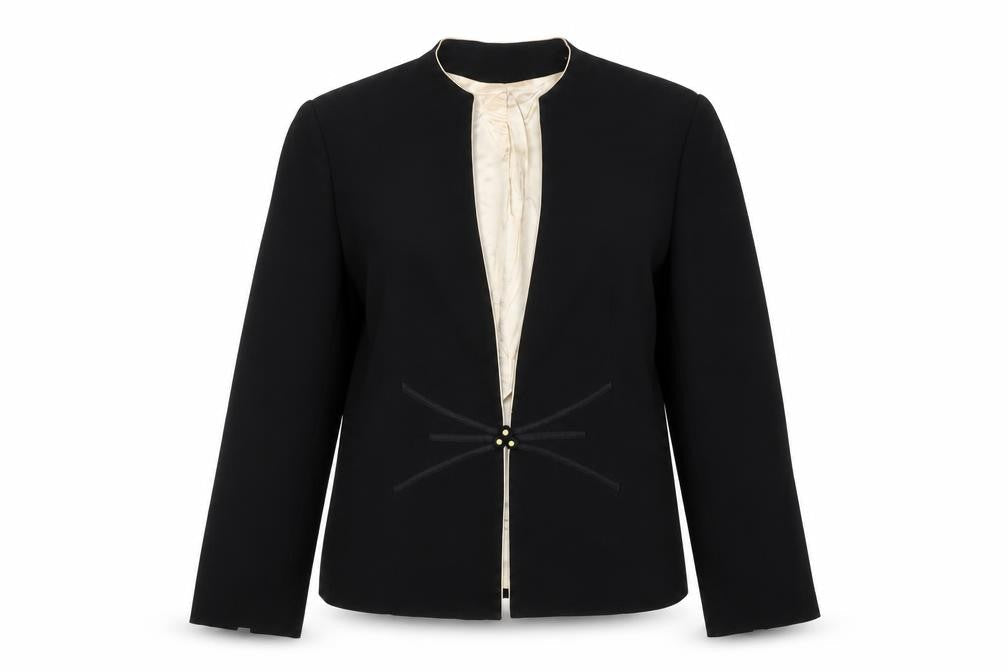 Jacques Vert Women Black UK 14 Formal Lined One-Button Blazer Jacket
