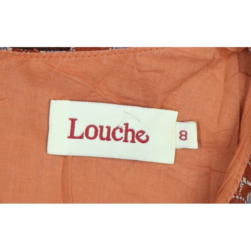 Louche Women Brown UK 8 Pencil Dress Geometric Tweed Bow Pockets