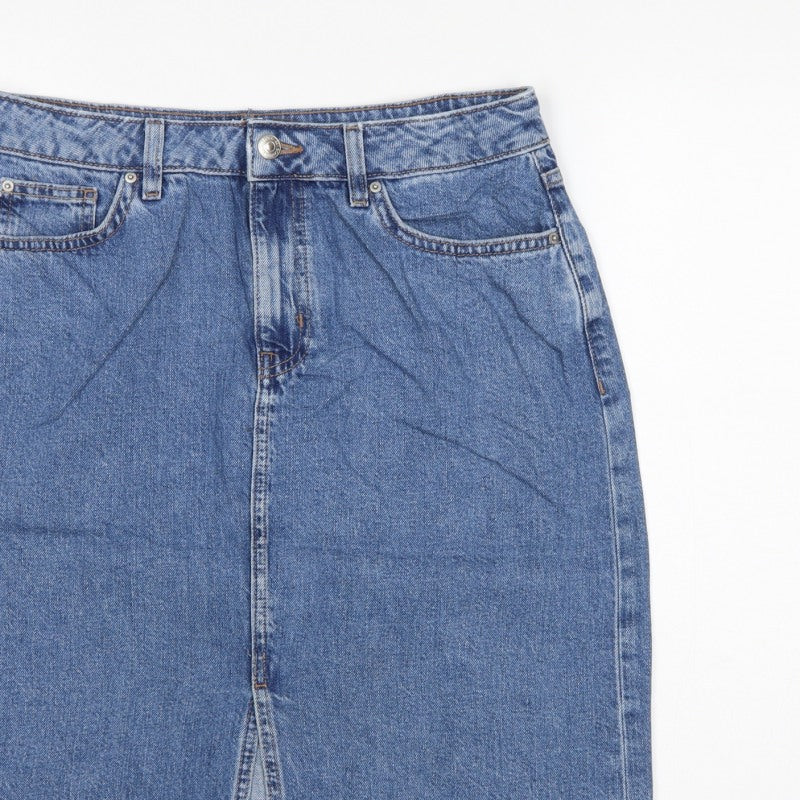 Marks and Spencer Women Blue UK 6 Denim Pencil Knee Length Skirt