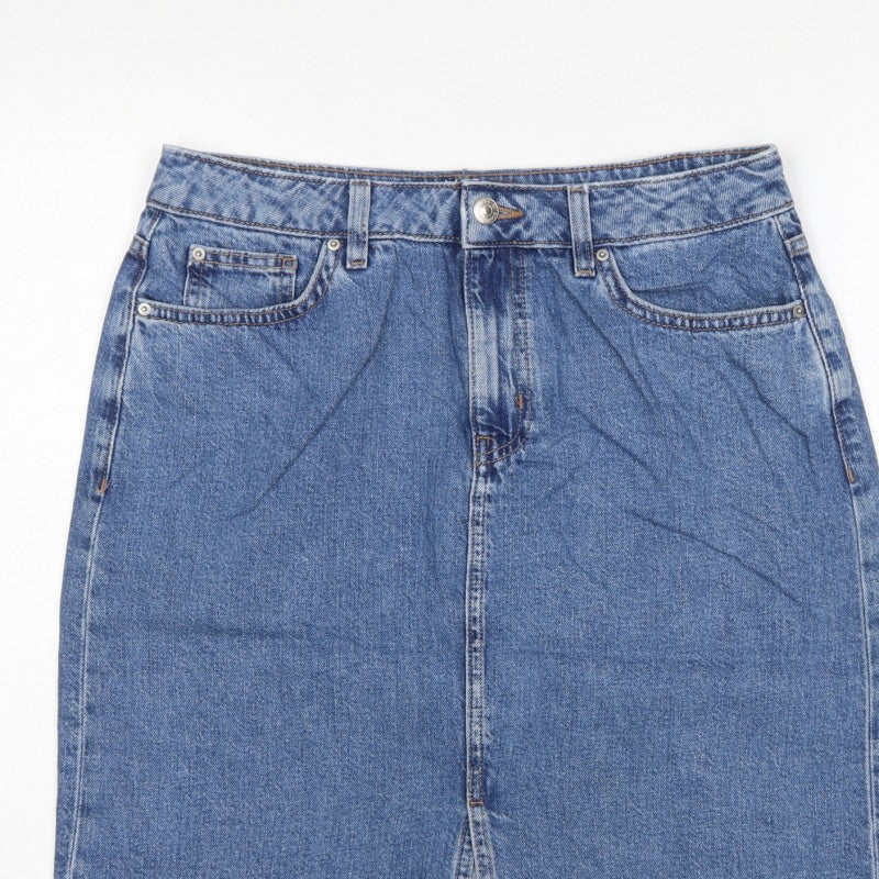 Marks and Spencer Women Blue UK 6 Denim Pencil Knee Length Skirt