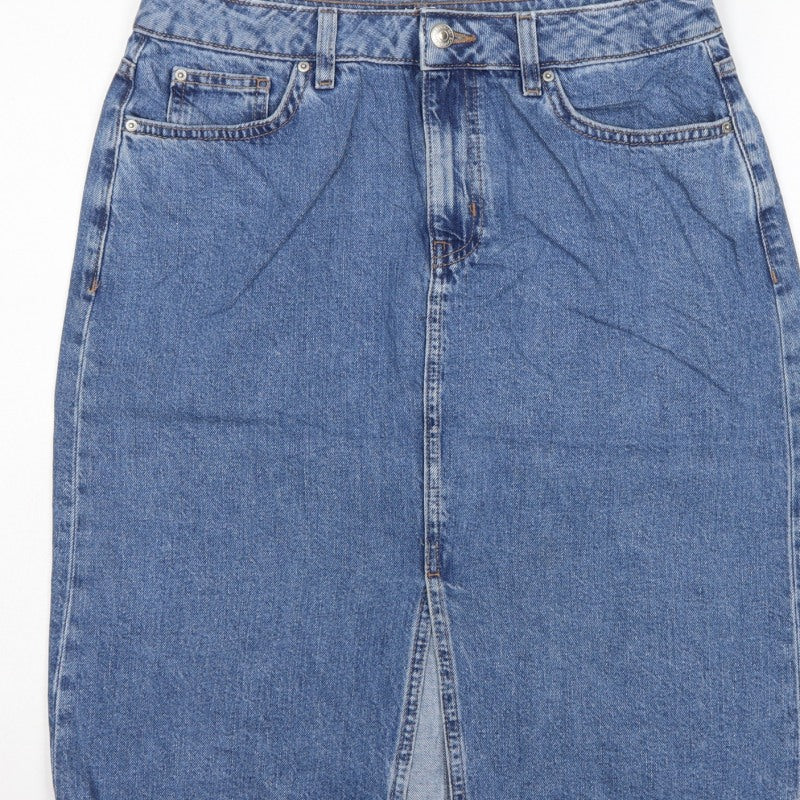 Marks and Spencer Women Blue UK 6 Denim Pencil Knee Length Skirt