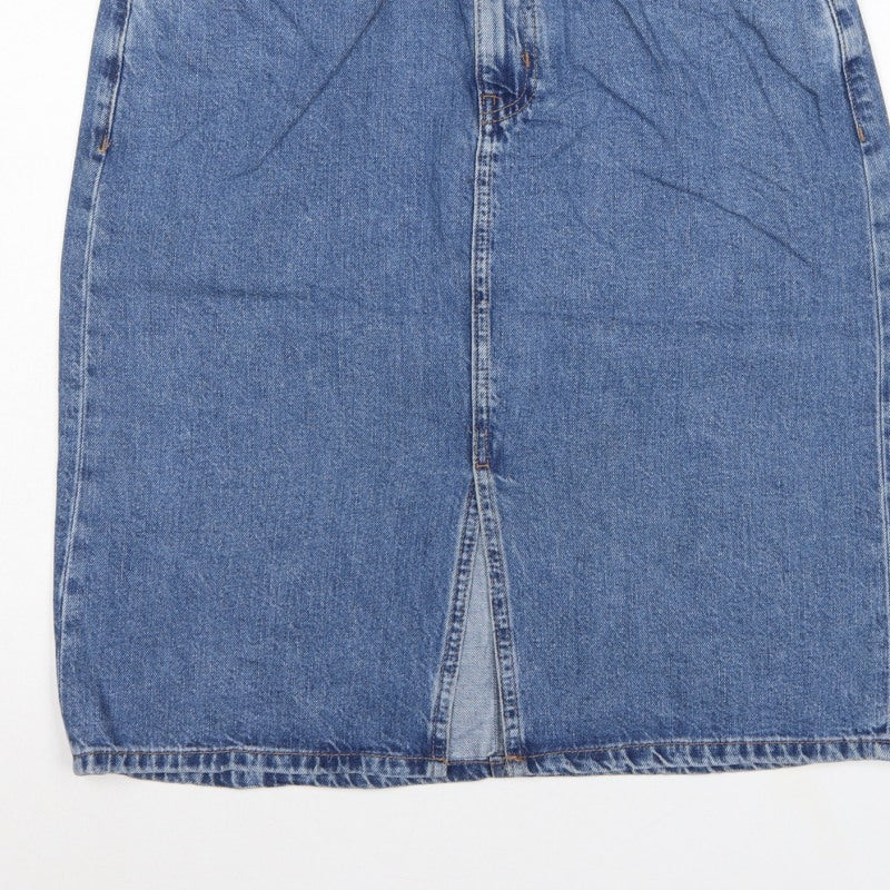 Marks and Spencer Women Blue UK 6 Denim Pencil Knee Length Skirt