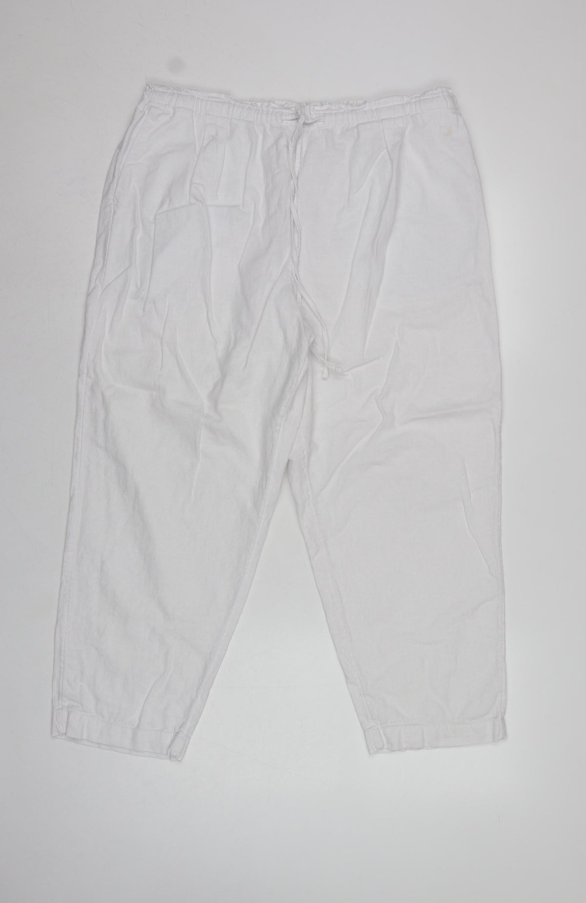 Marks and Spencer Women White Linen Blend Drawstring Jogger Trousers UK 16