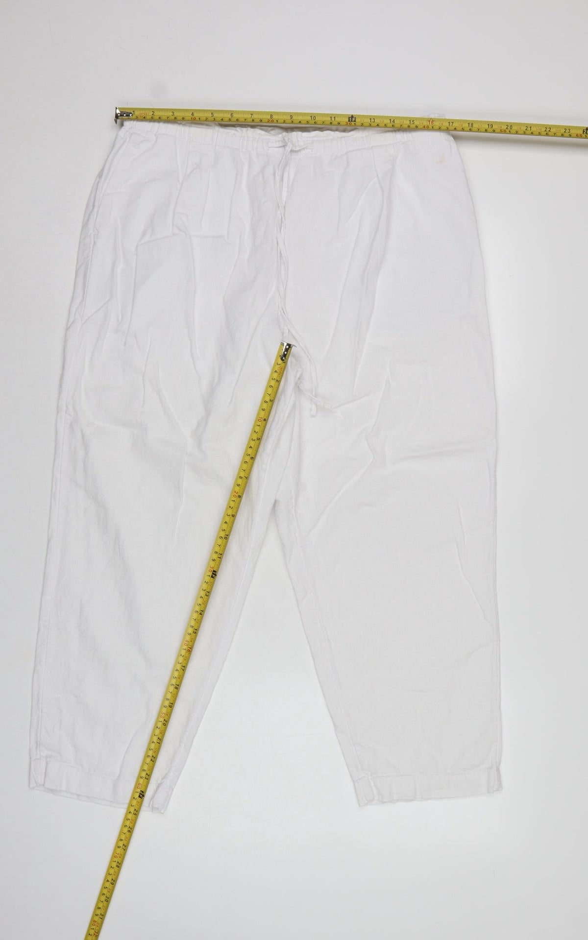 Marks and Spencer Women White Linen Blend Drawstring Jogger Trousers UK 16