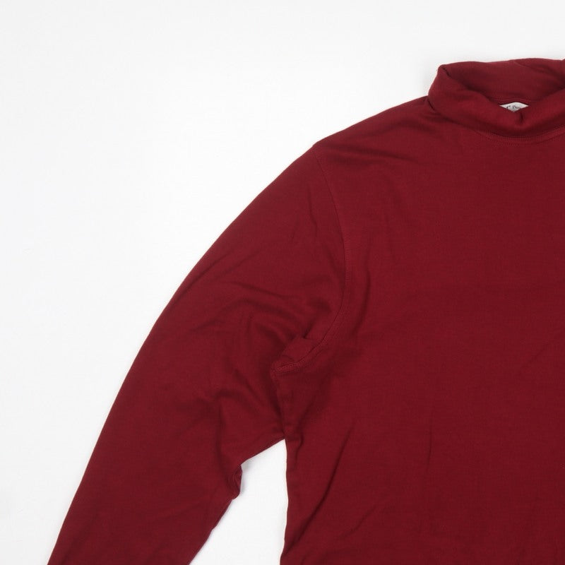 EWM Pure Classics Men’s Red Small Cotton Roll Neck Long Sleeve T-Shirt