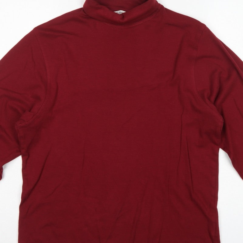 EWM Pure Classics Men’s Red Small Cotton Roll Neck Long Sleeve T-Shirt
