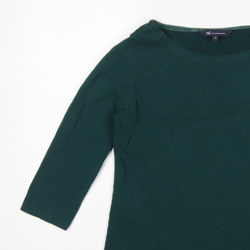 Crew Clothing Company Women Green Size 12 Cotton 3/4 Sleeve Tunic Top