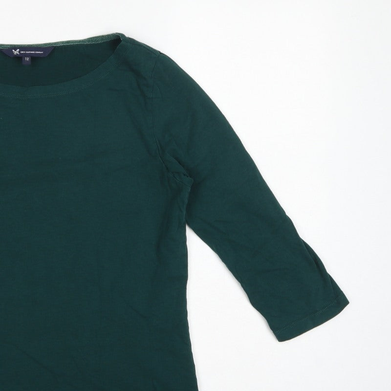 Crew Clothing Company Women Green Size 12 Cotton 3/4 Sleeve Tunic Top