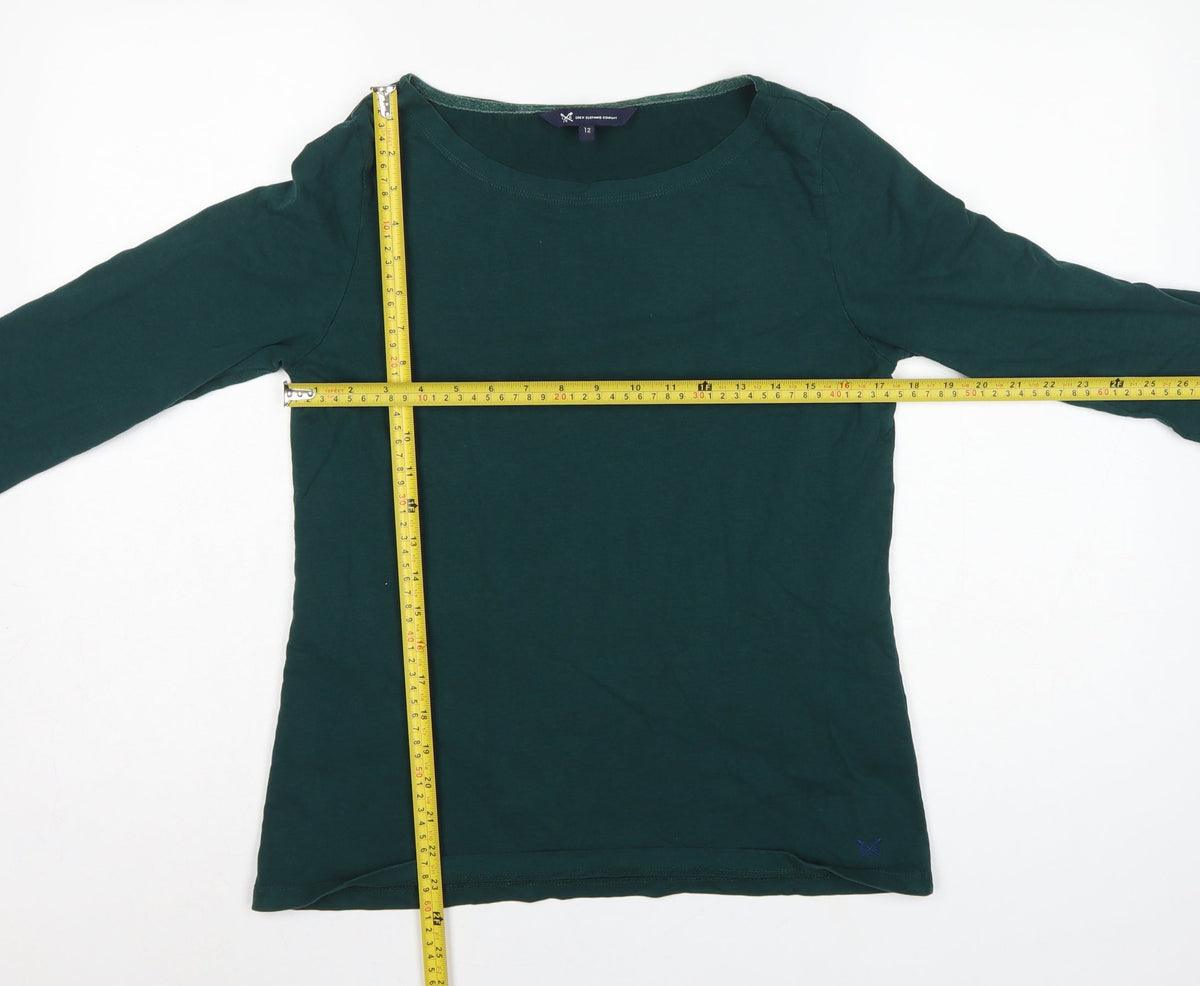 Crew Clothing Company Women Green Size 12 Cotton 3/4 Sleeve Tunic Top