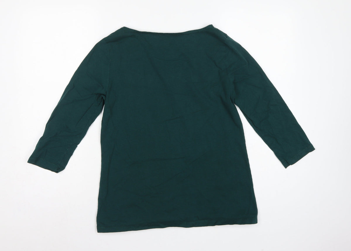 Crew Clothing Company Women Green Size 12 Cotton 3/4 Sleeve Tunic Top