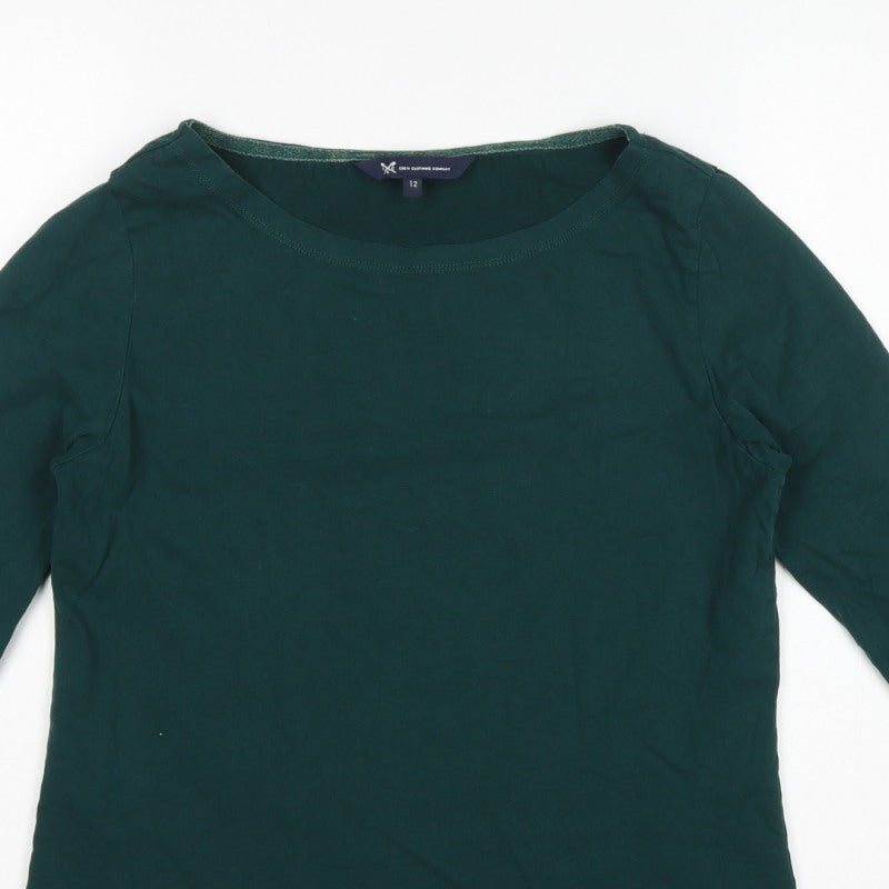 Crew Clothing Company Women Green Size 12 Cotton 3/4 Sleeve Tunic Top