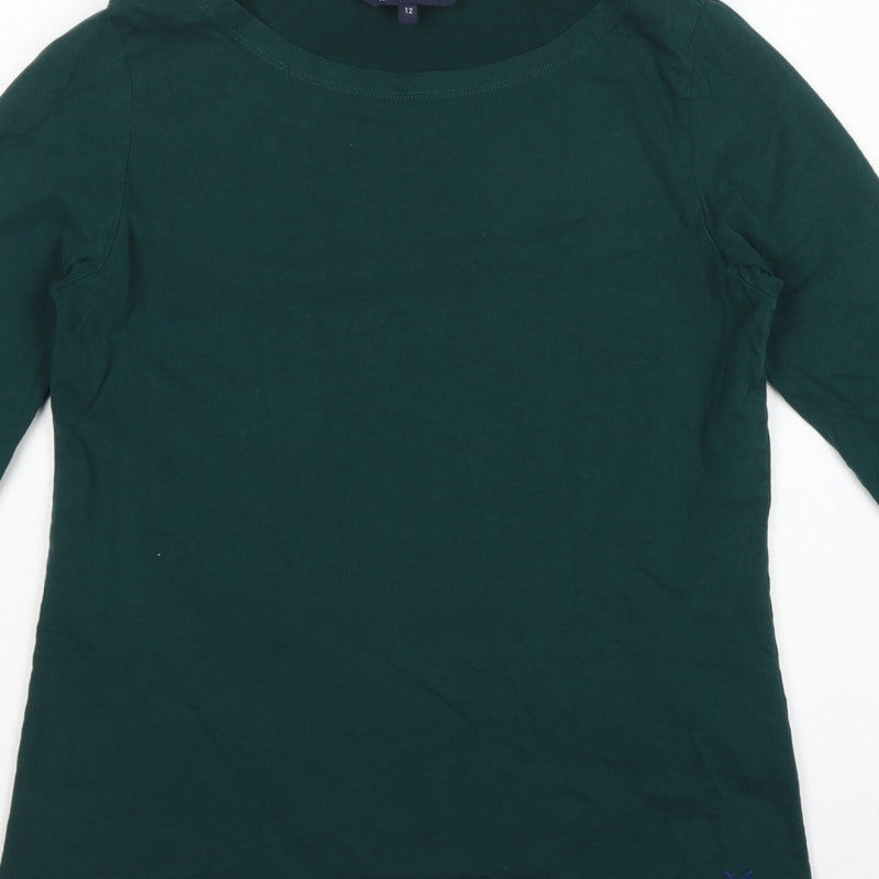 Crew Clothing Company Women Green Size 12 Cotton 3/4 Sleeve Tunic Top