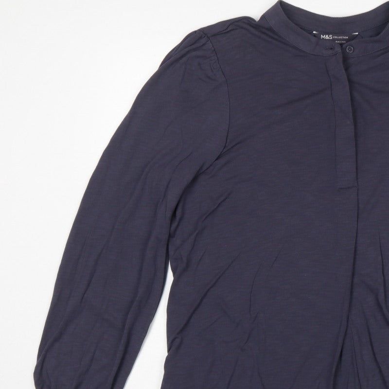 Marks and Spencer Women Blue UK 12 Modal Balloon Sleeve Blouse