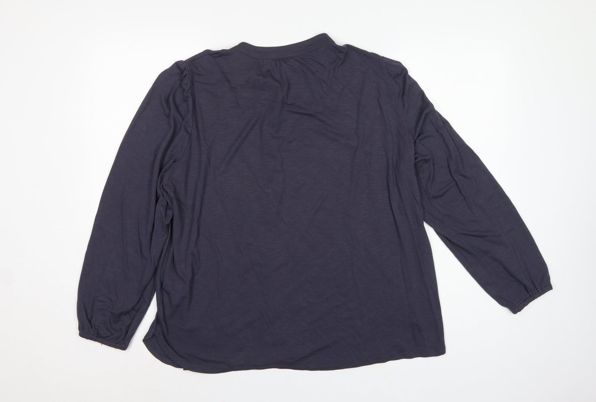 Marks and Spencer Women Blue UK 12 Modal Balloon Sleeve Blouse