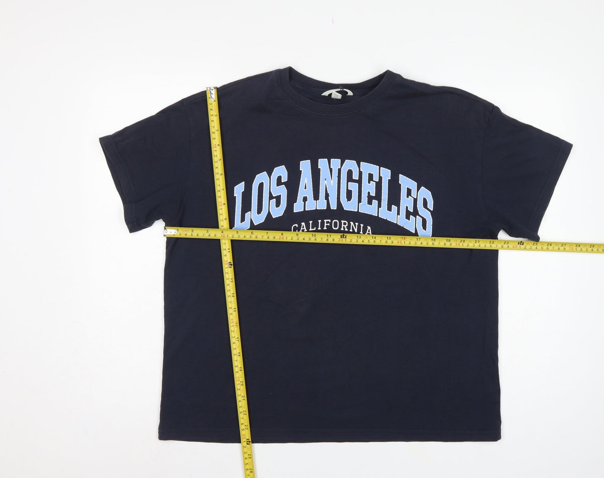 H&M Women Blue M Los Angeles California Cotton Jersey T-Shirt