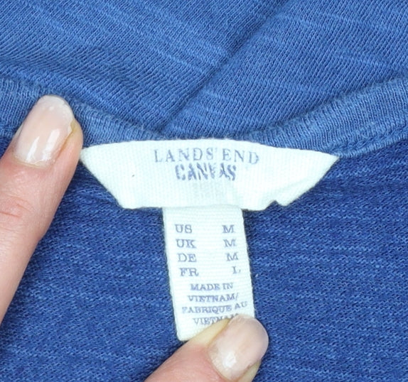 Lands' End Canvas Women Blue M Hi-Low Fit & Flare Jersey Dress
