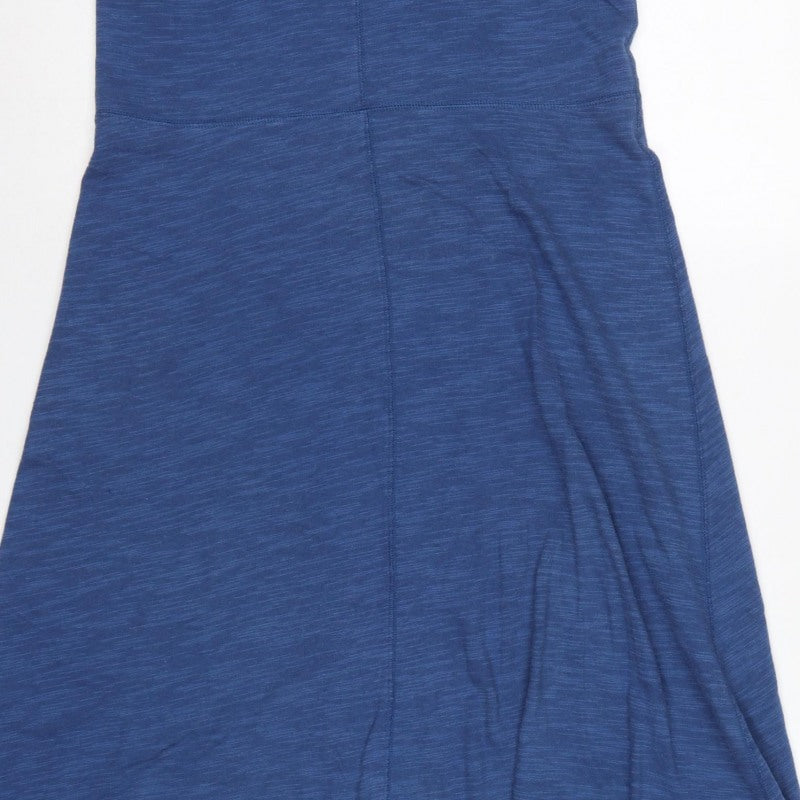 Lands' End Canvas Women Blue M Hi-Low Fit & Flare Jersey Dress