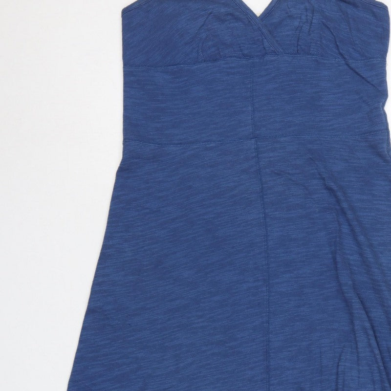 Lands' End Canvas Women Blue M Hi-Low Fit & Flare Jersey Dress