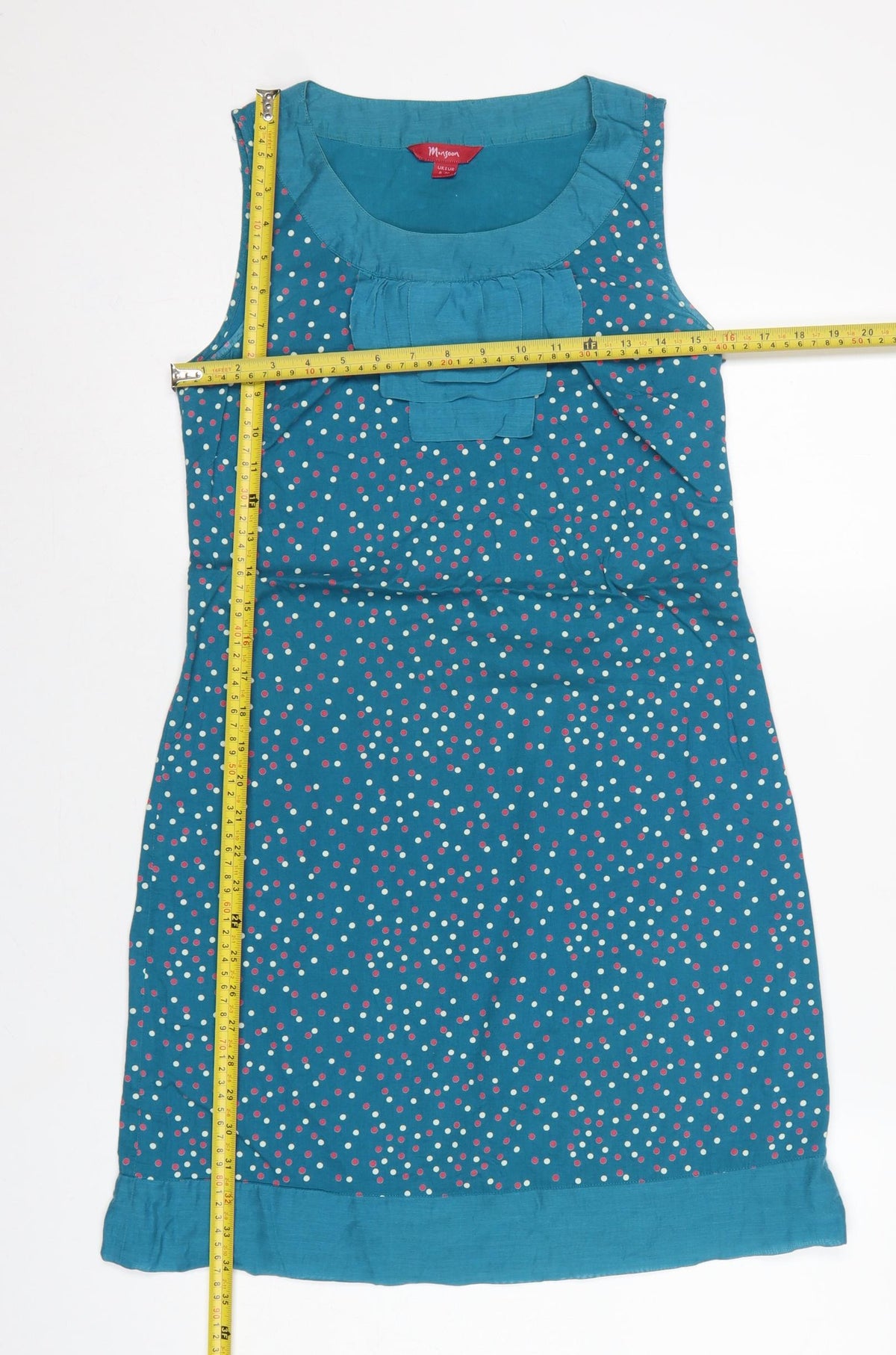 Monsoon Women’s Blue Polka Dot Sleeveless Shift Dress UK 8