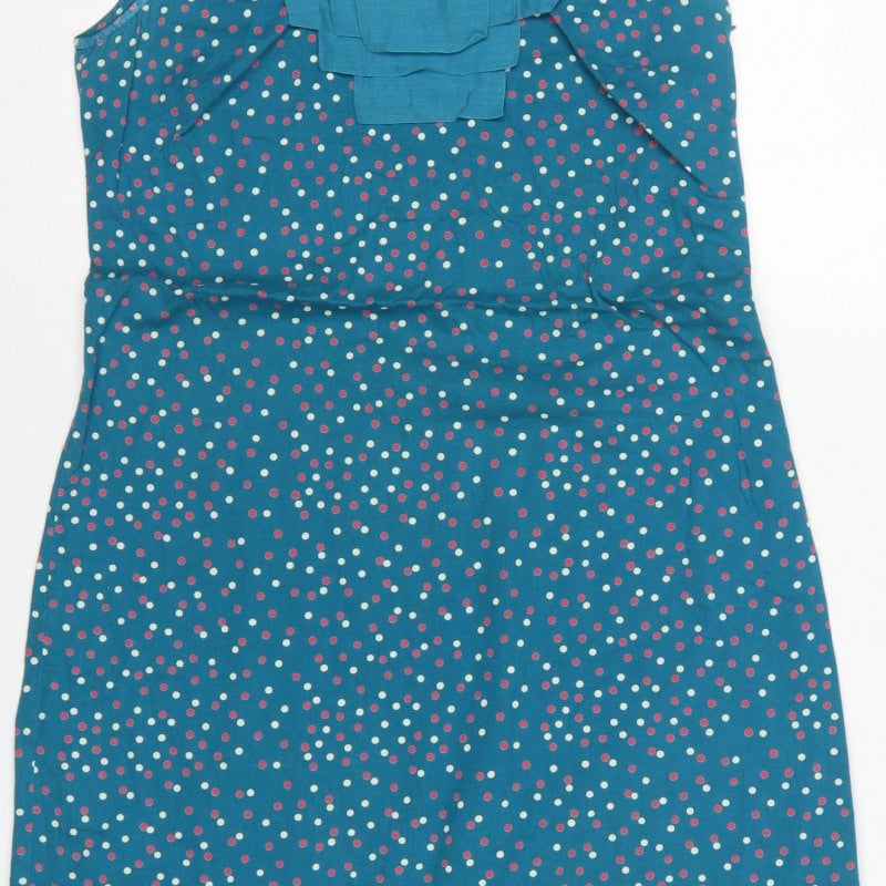 Monsoon Women’s Blue Polka Dot Sleeveless Shift Dress UK 8