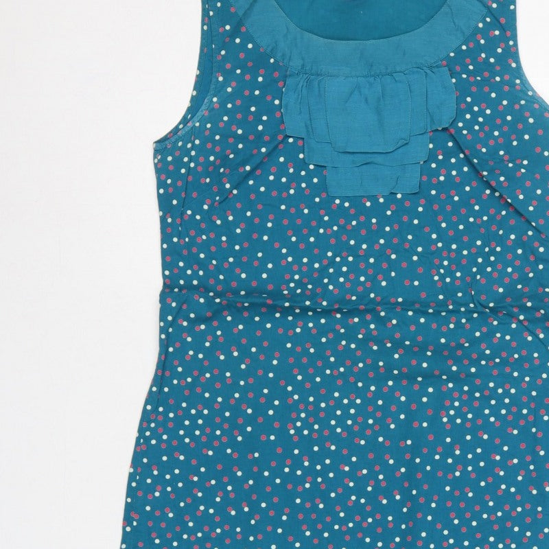Monsoon Women’s Blue Polka Dot Sleeveless Shift Dress UK 8