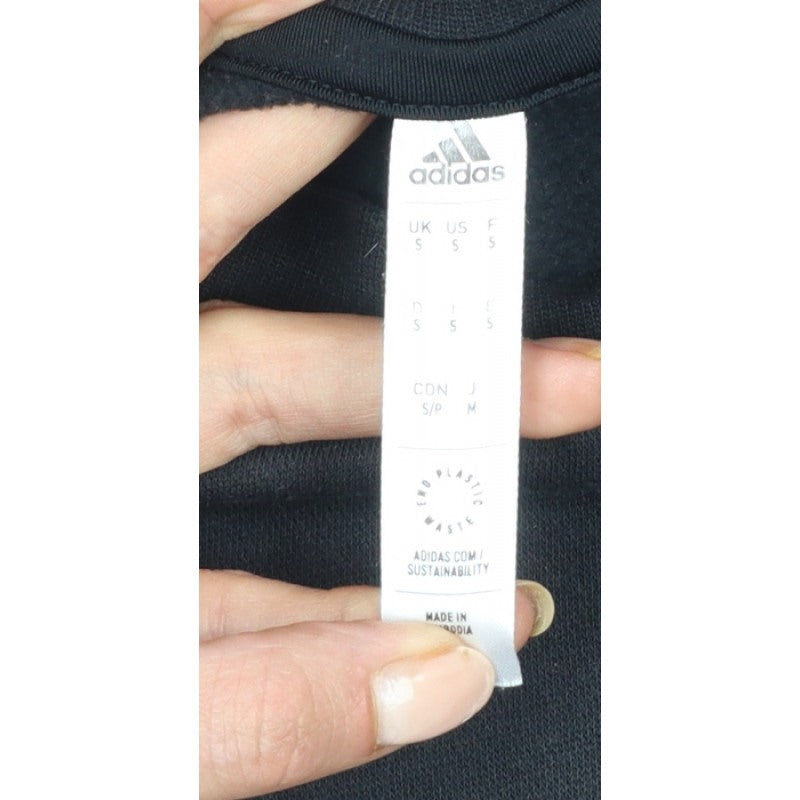 Adidas Men Black S Pullover Crew Neck Logo Sweatshirt